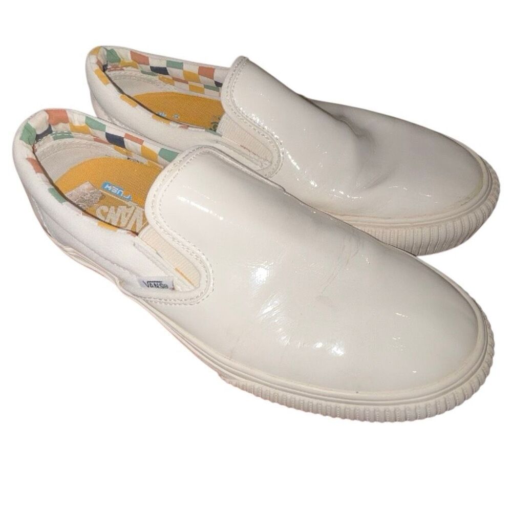 Vans Slip-On KR x Vans Patent Leather White Cream Skate Shoes Women’s Size 8.5